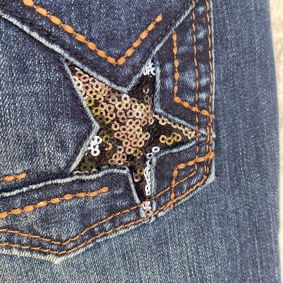 Grace in LA High Waist Star Sequins Flare Jeans 33 - Picture 7 of 9